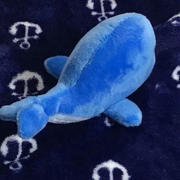 HB Baby Blanket Lovey Whale Nautical Stuffed Animal Plush Anchors Navy Blue - Picture 4 of 16